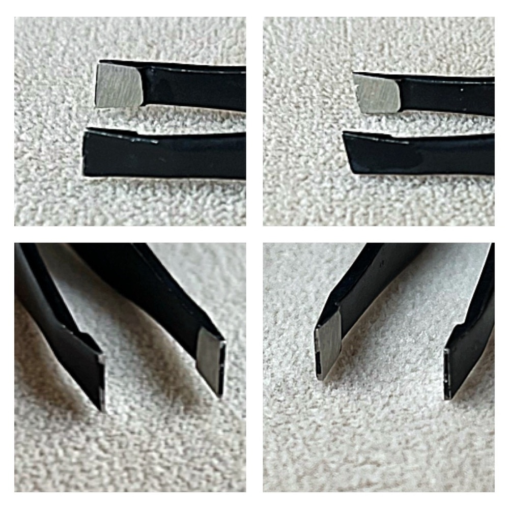 2 Tweezerman Slant Tip TWEEZERS; Black; Stainless Steel; FULL SIZE & TWEEZERETTE - Picture 9 of 11